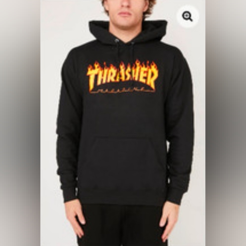 Thrasher Skateboard Magazine Black Hoody Hoodie Sweatshirt Youth's Size Large.